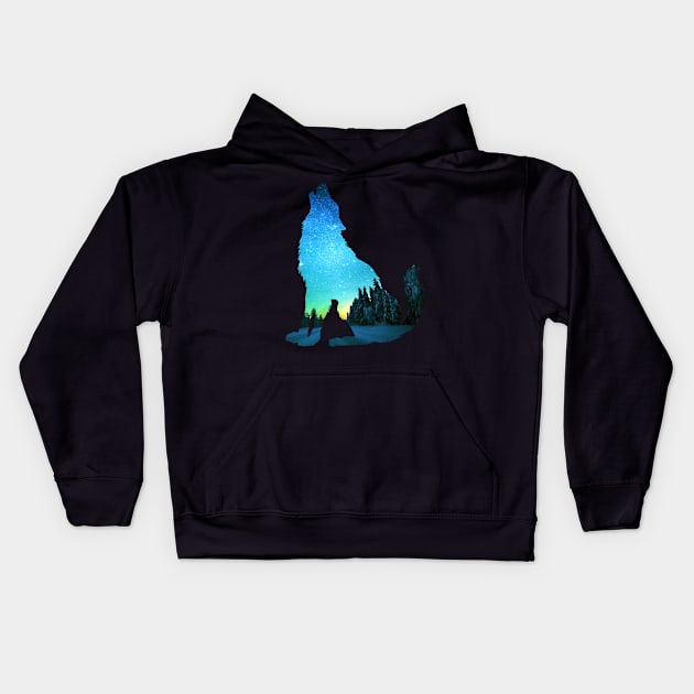 winter wolf Kids Hoodie by janvimar